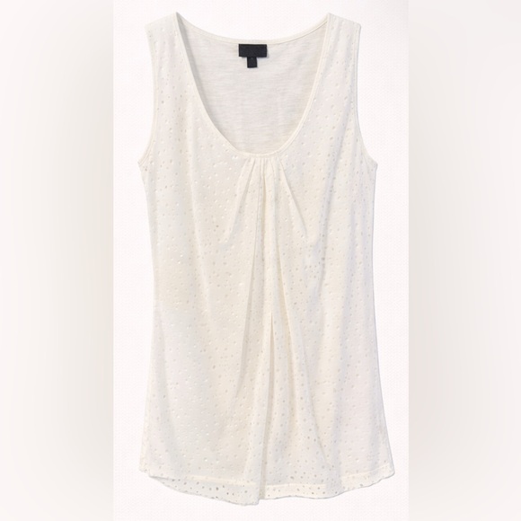 Cynthia Rowley Cream Sleeveless Blouse with Swiss Dot Detail - Picture 2 of 4